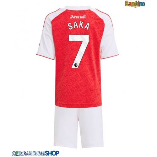 Maglie da calcio Arsenal Bukayo Saka #7 Prima Maglia Bambino 2025-26 Manica Corta + Pantaloni corti)